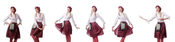 Nő a hagyományos skót ruházat — Stock Fotó