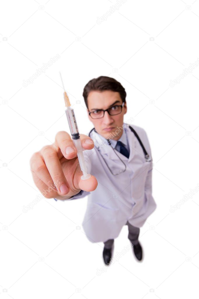 Male doctor isolated on the white background