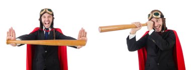 Kırmızı giysili bir adam komik bir konseptte