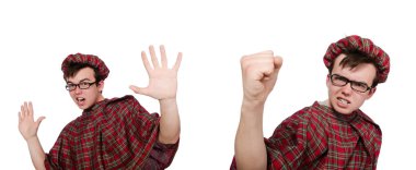 komik scotsman üzerinde beyaz izole