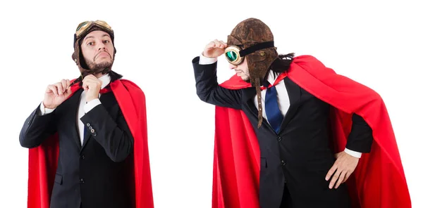 Hombre en cubierta roja aislado en blanco — Foto de Stock