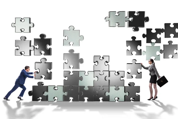 Zakelijk concept van teamwork met puzzelstukjes — Stockfoto