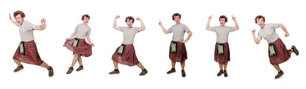 Смішний шотландський чоловік ізольований на білому — стокове фото