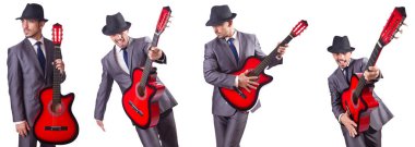 beyaz izole iş adamı quitar oyuncu