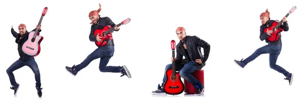 Gitarist beyazı izole etti — Stok fotoğraf