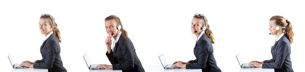 Call center assistant responding to calls — Stock Photo, Image