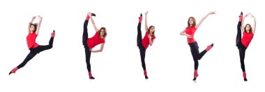 Beyaz egzersiz genç jimnastikçi