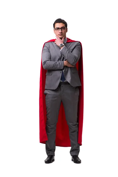 Superhelt forretningsmand isoleret på hvid - Stock-foto