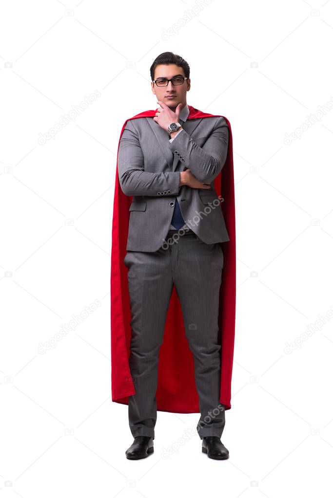 Super hero businessman isolated on white