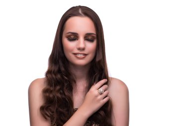 Genç kadın güzellik kavramı beyaz izole arka planda