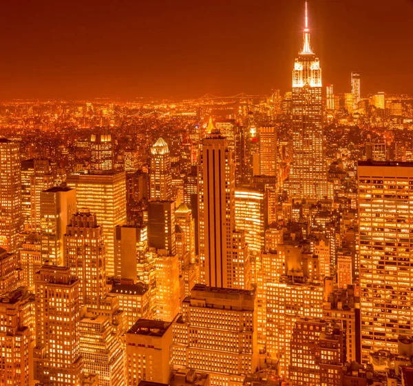 Blick auf New York Manhattan bei Sonnenuntergang — Stockfoto