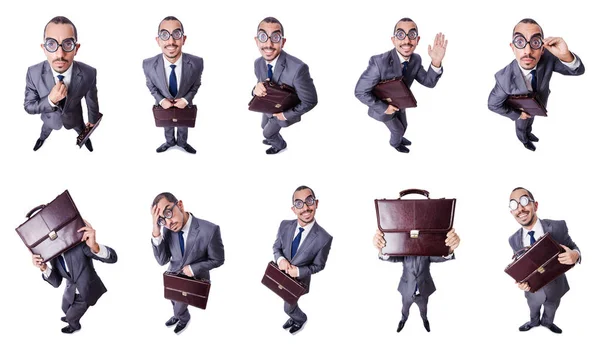 Funny nerd businessman isolated on white — Stock Photo, Image
