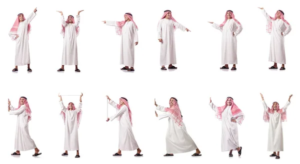 Арабский человек нажимает виртуальные кнопки — стоковое фото