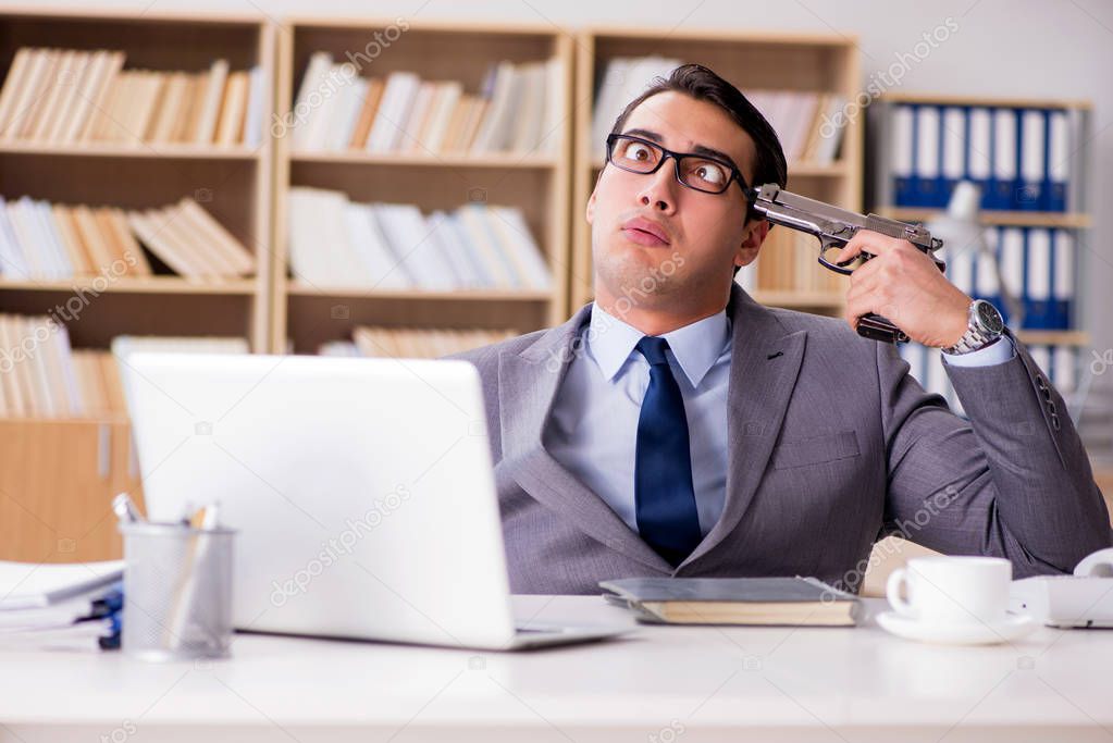 Angry businessman working in the office