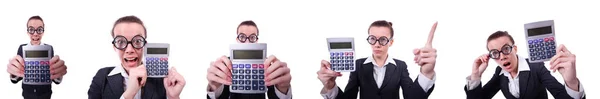 Contadora nerd con calculadora — Foto de Stock