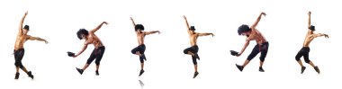 Beyaz arka plan üzerinde izole dansçıların kolaj