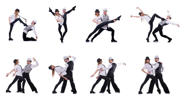 Pareja de bailarines bailando bailes modernos —  Fotos de Stock