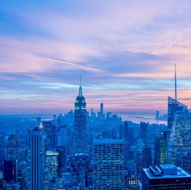Günbatımında New York Manhattan manzarası