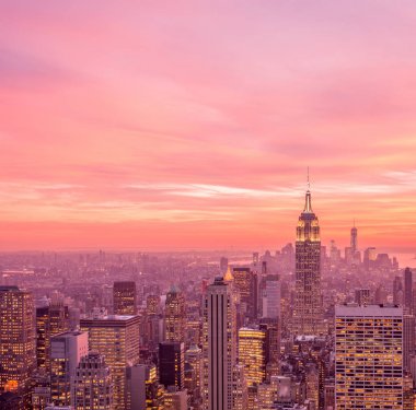 Günbatımında New York Manhattan manzarası