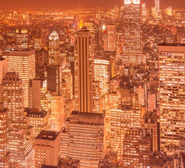 Günbatımında New York Manhattan manzarası