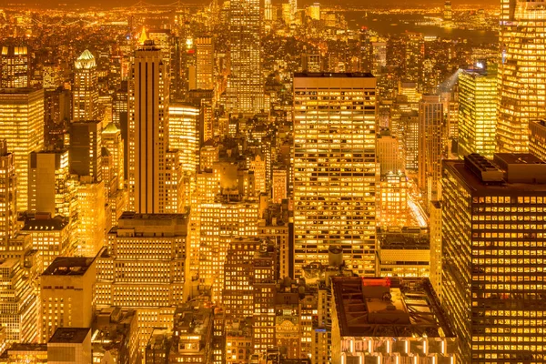 Nattutsikt över New York Manhattan under solnedgången — Stockfoto