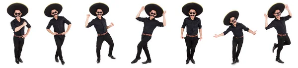 Rolig man bär mexikansk sombrero hatt isolerad på vitt — Stockfoto