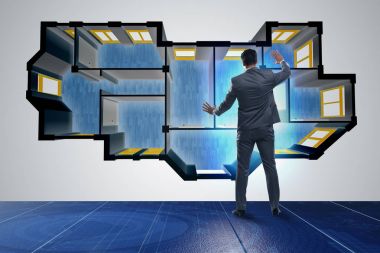 3D fütüristik daire tasarımı üzerinde çalışan tasarımcı