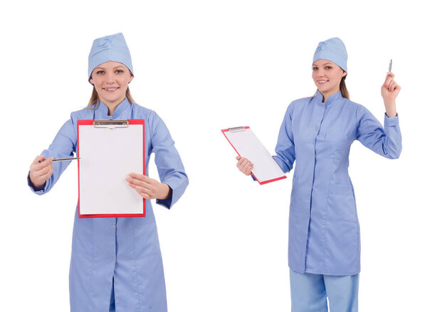 Молодой доктор изолирован на белом