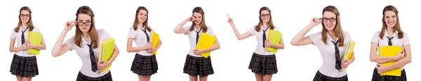 Schoolgirl isolated on the white — Stock Photo, Image