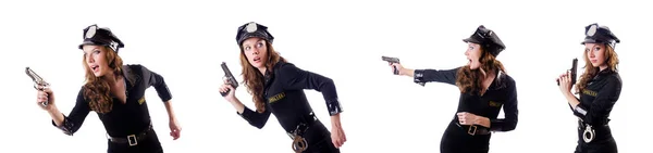 Γυναίκα αστυνομίας απομονωμένη στο λευκό — Φωτογραφία Αρχείου