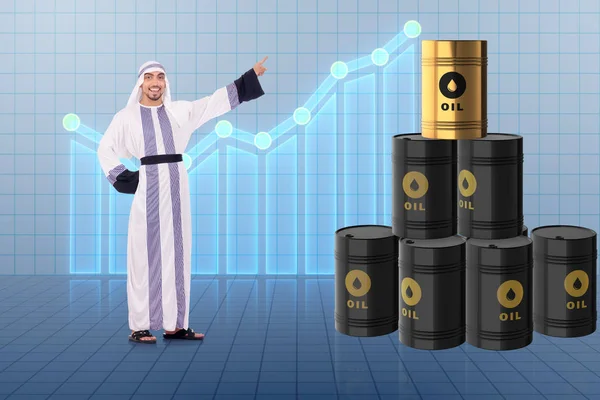 Empresario árabe en concepto de negocio de precios del petróleo — Foto de Stock