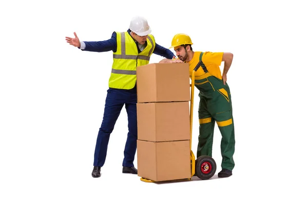 Dos trabajadores aislados sobre el fondo blanco — Foto de Stock