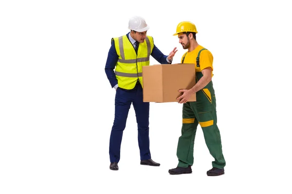 Two workers isolated on the white background — Stock Photo, Image