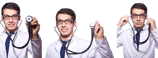 Giovane medico maschio isolato su bianco — Foto Stock