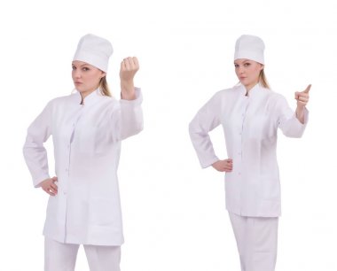 Beyaz tenli güzel bayan doktor.
