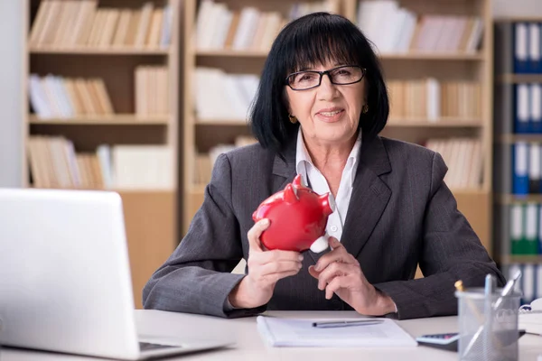 Rijpere zakenvrouw werkt in het kantoor — Stockfoto