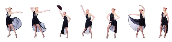 Táncoló nő elszigetelt fehér — Stock Fotó