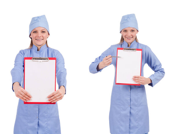 Молодой доктор изолирован на белом