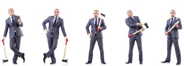 İnsan ve kutularla fotoğraf kolajı