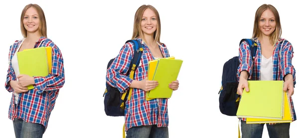 Beyaz üzerine genç kız öğrenci kolajı — Stok fotoğraf