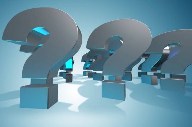 Soru işaretleri belirsizlik kavramı - 3d render ile