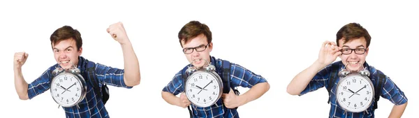 Student mist zijn studie deadlines op wit — Stockfoto