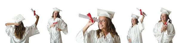 Joven estudiante aislado en blanco — Foto de Stock