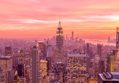 Günbatımında New York Manhattan manzarası