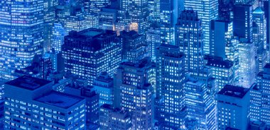 Günbatımında New York Manhattan manzarası