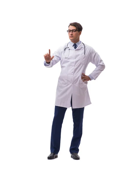 흰 배경에 고립된 젊은 의사 — 스톡 사진