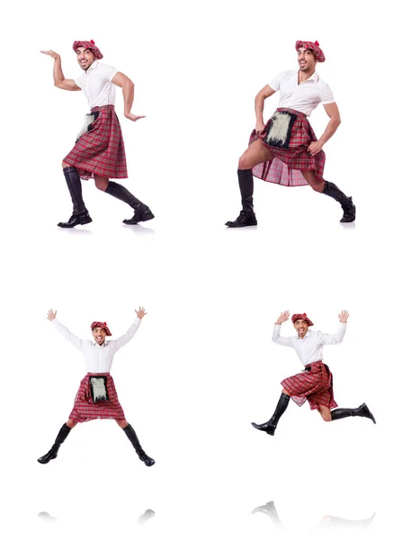 Schotse man dansen op wit — Stockfoto