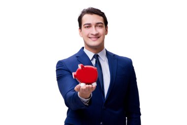 Beyaz izole servet ile yakışıklı adam