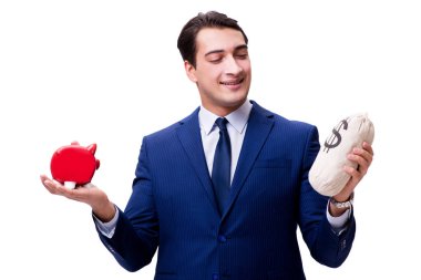 Beyaz izole servet ile yakışıklı adam