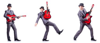 beyaz izole iş adamı quitar oyuncu